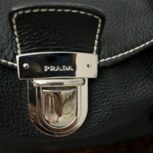 Vintage Prada black Leather Shoulder Handbag - Picture 9 of 14